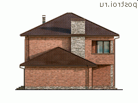 Q-204-1P проект двухэтажного дома из пенобетона с гаражом размером 16 на 14  - вид слева
