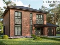 Q-204-1P проект двухэтажного дома из пенобетона с гаражом размером 16 на 14 