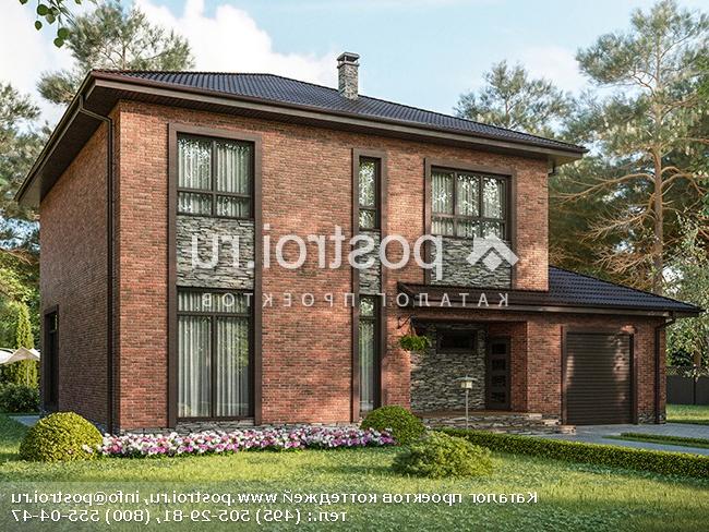 Q-204-1P проект двухэтажного дома из пенобетона с гаражом размером 16 на 14 