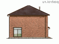 Q-204-1P проект двухэтажного дома из пенобетона с гаражом размером 16 на 14  - вид справа