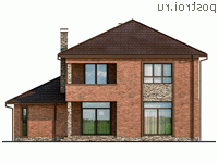 Q-204-1P проект двухэтажного дома из пенобетона с гаражом размером 16 на 14  - вид сзади