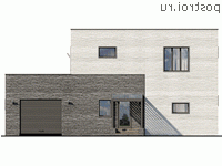 Q-206-1P проект двухэтажного дома из пенобетона с гаражом размером 15 на 15 - вид спереди