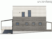 Q-206-1P проект двухэтажного дома из пенобетона с гаражом размером 15 на 15 - вид справа