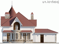 Q-210-1P проект двухэтажного дома из пенобетона с гаражом размером 18 на 16 - вид сзади
