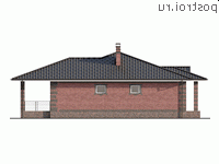 Q-213-1P проект одноэтажного дома из пенобетона с гаражом размером 17 на 17 - вид слева