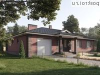 Q-213-1P проект одноэтажного дома из пенобетона с гаражом размером 17 на 17