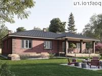 Q-213-1P проект одноэтажного дома из пенобетона с гаражом размером 17 на 17