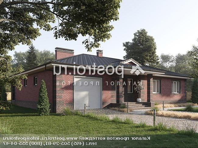 Q-213-1P проект одноэтажного дома из пенобетона с гаражом размером 17 на 17