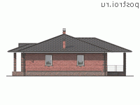 Q-213-1P проект одноэтажного дома из пенобетона с гаражом размером 17 на 17 - вид справа
