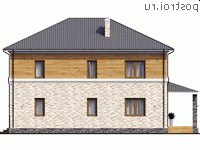 Q-218-1P проект двухэтажного дома из пенобетона размером 12 на 16 - вид слева