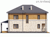 Q-218-1P проект двухэтажного дома из пенобетона размером 12 на 16 - вид справа
