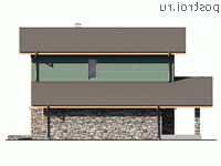 Q-220-1P проект двухэтажного дома из пенобетона с гаражом размером 14 на 14 - вид слева