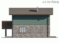Q-220-1P проект двухэтажного дома из пенобетона с гаражом размером 14 на 14 - вид справа