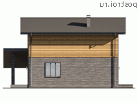 Q-220-2P проект двухэтажного дома из пенобетона с гаражом размером 14 на 14 - вид справа