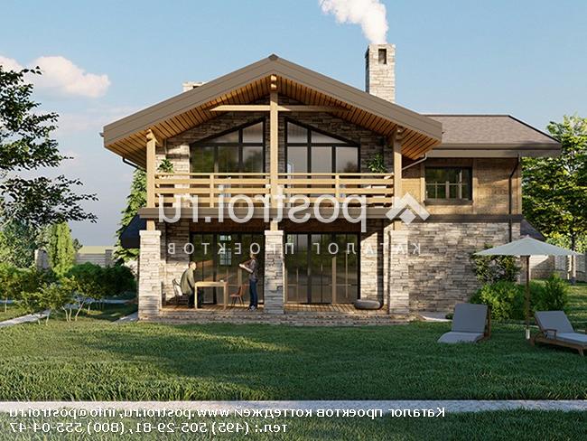 Q-222-1P проект двухэтажного коттеджа из газобетона размером 14 на 16