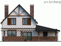 Q-224-1P проект двухэтажного коттеджа из газобетона с гаражом размером 15 на 13  - вид сзади