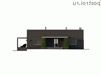 Q-227-1P проект одноэтажного коттеджа из газобетона размером 16 на 21  - вид спереди