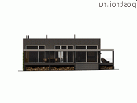 Q-227-1P проект одноэтажного коттеджа из газобетона размером 16 на 21  - вид сзади