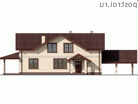 Q-232-1P проект одноэтажного дома из газобетона с мансардой и гаражом размером 24 на 11 - вид спереди