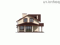 Q-232-1P проект одноэтажного дома из газобетона с мансардой и гаражом размером 24 на 11 - вид справа