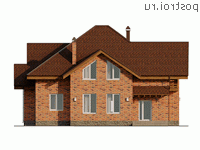 Q-233-1P проект двухэтажного дома из газобетона размером 13 на 13 - вид спереди