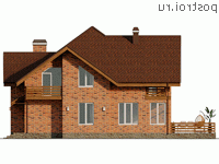 Q-233-1P проект двухэтажного дома из газобетона размером 13 на 13 - вид слева