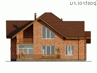 Q-233-1P проект двухэтажного дома из газобетона размером 13 на 13 - вид сзади