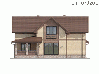 Q-239-1P проект двухэтажного дома из газобетона с гаражом размером 15 на 19 - вид сзади Q-239-1P проект двухэтажного дома из газобетона с гаражом размером 15 на 19 - вид сзади