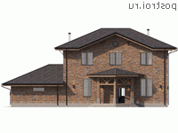 Q-242-1P проект двухэтажного дома из газобетона с гаражом размером 20 на 16 - вид спереди