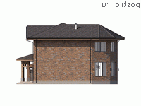 Q-242-1P проект двухэтажного дома из газобетона с гаражом размером 20 на 16 - вид слева