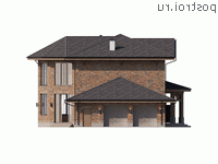 Q-242-1P проект двухэтажного дома из газобетона с гаражом размером 20 на 16 - вид справа