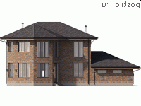 Q-242-1P проект двухэтажного дома из газобетона с гаражом размером 20 на 16 - вид сзади