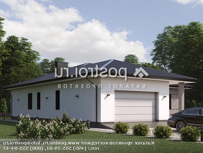 Q-263-1P проект одноэтажного дома из пеноблоков с гаражом размером 19 на 22