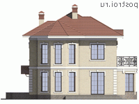 R-150-2P проект двухэтажного коттеджа из пеноблоков размером 11 на 10  - вид слева