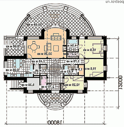 R-151-1K проект одноэтажного дома из кирпича размером 12 на 18  - 1-й этаж
