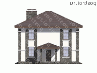 R-167-1P проект двухэтажного дома из пеноблоков размером 11 на 12  - вид спереди