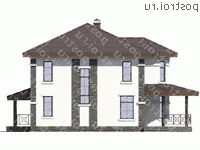 R-167-1P проект двухэтажного дома из пеноблоков размером 11 на 12  - вид слева