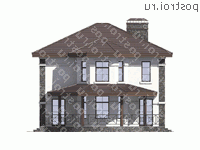 R-167-1P проект двухэтажного дома из пеноблоков размером 11 на 12  - вид сзади