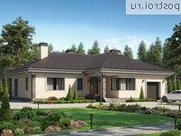 R-177-1P проект одноэтажного дома из пеноблоков с гаражом размером 18 на 18 