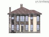 R-192-1P проект двухэтажного коттеджа из пенобетона размером 14 на 11  - вид спереди
