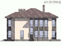 R-192-1P проект двухэтажного коттеджа из пенобетона размером 14 на 11  - вид слева
