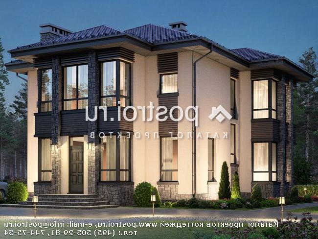 R-192-1P проект двухэтажного коттеджа из пенобетона размером 14 на 11 