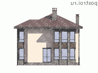 R-192-1P проект двухэтажного коттеджа из пенобетона размером 14 на 11  - вид сзади