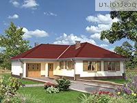 R-193-1K проект одноэтажного дома из кирпича с гаражом размером 14 на 14 