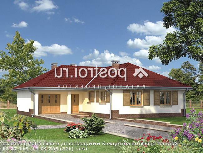 R-193-1K проект одноэтажного дома из кирпича с гаражом размером 14 на 14 