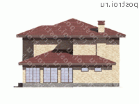 R-194-1P проект двухэтажного коттеджа из пенобетона размером 14 на 17  - вид слева