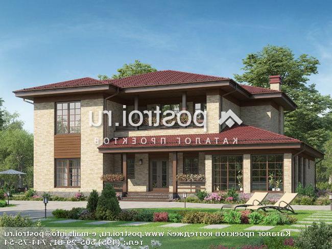 R-194-1P проект двухэтажного коттеджа из пенобетона размером 14 на 17 