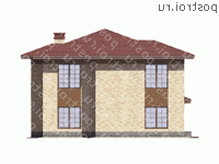 R-194-1P проект двухэтажного коттеджа из пенобетона размером 14 на 17  - вид справа