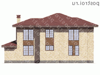 R-194-1P проект двухэтажного коттеджа из пенобетона размером 14 на 17  - вид сзади