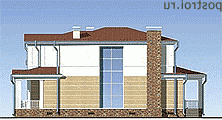 R-201-1K проект двухэтажного дома из кирпича размером 8 на 15  - вид слева